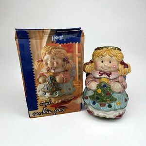 Vintage home trends Christmas angel cookie jar child angel holding tree